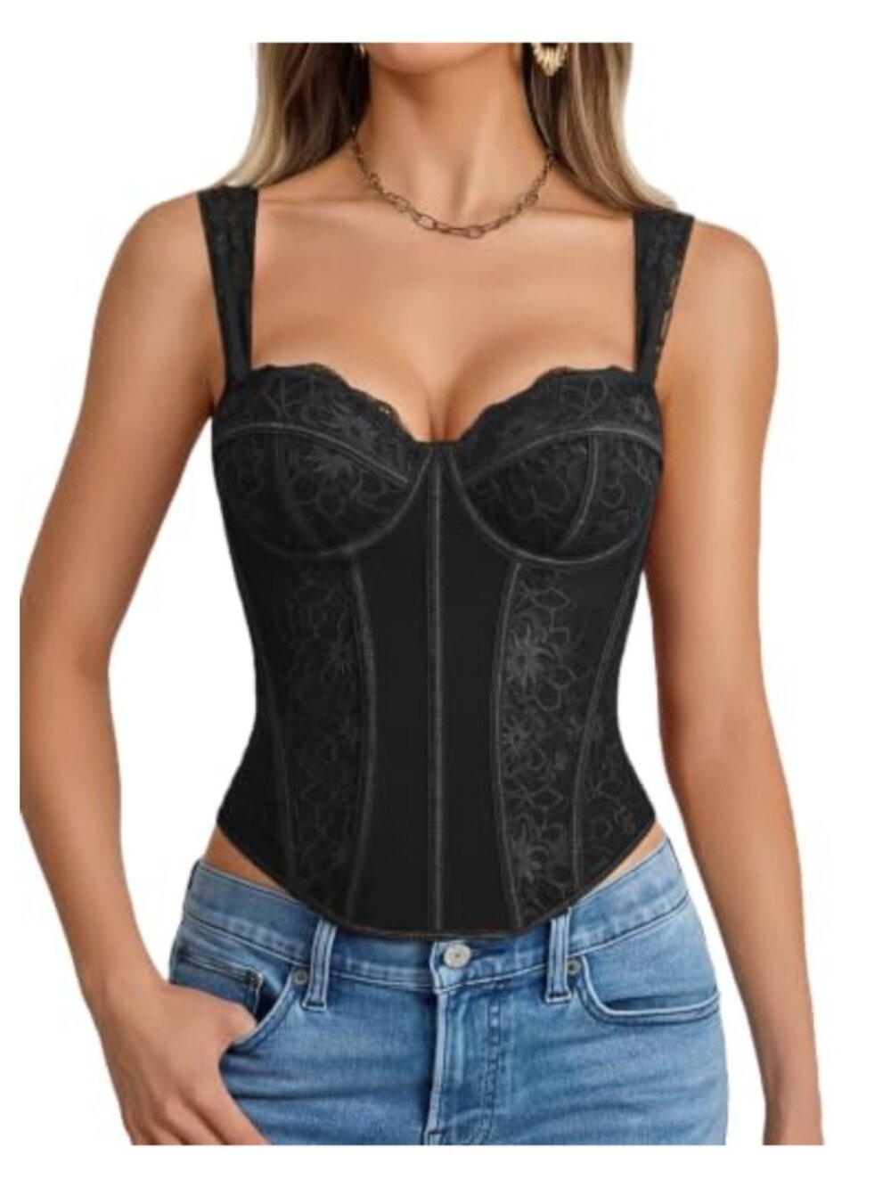 Lace Corset Top Bustier Underwire Sexy Going Out Y2K Club Party Outfit